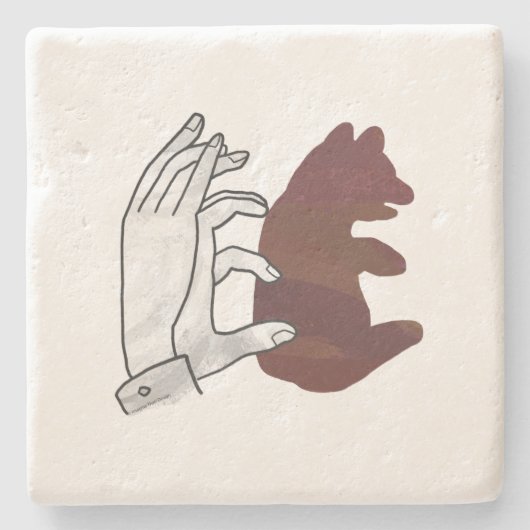 Hand Silhouette Beer Cub Brown Stenen Onderzetter (Voorkant)