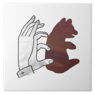 Hand Silhouette Beer Cub Brown Tegeltje