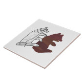 Hand Silhouette Beer Cub Brown Tegeltje (Zijkant)