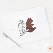 Hand Silhouette Beer Cub Brown Vierkante Sticker (Envelop)