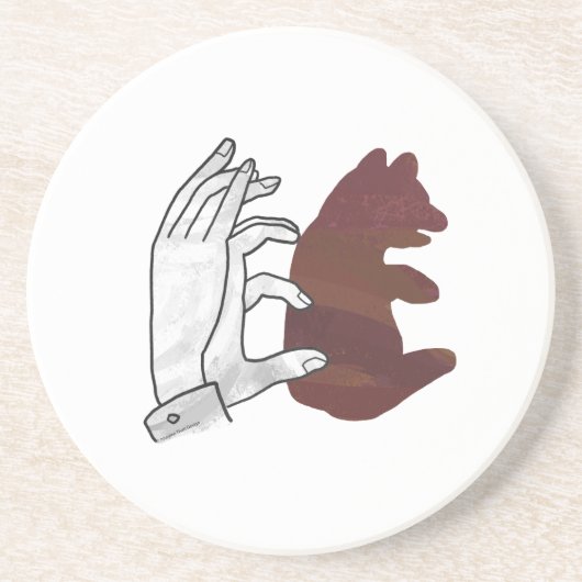 Hand Silhouette Beer Cub Brown Zandsteen Onderzetter (Voorkant)