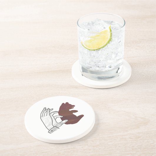 Hand Silhouette Beer Cub Brown Zandsteen Onderzetter (Zijkant)