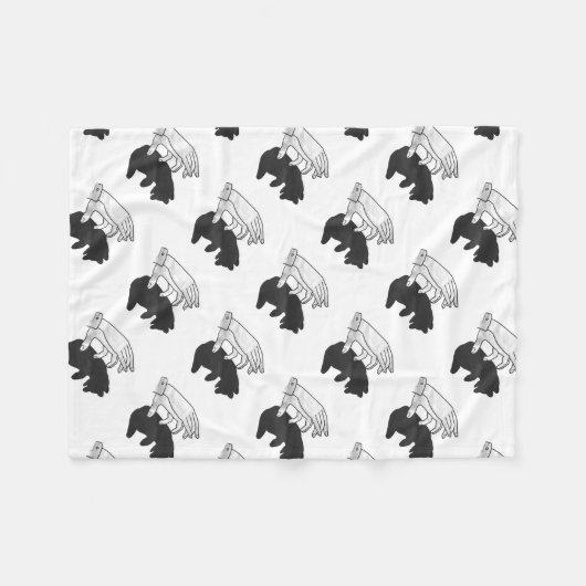 Hand Silhouette Beer Cub Fleece Deken (Voorkant (Horizontaal))