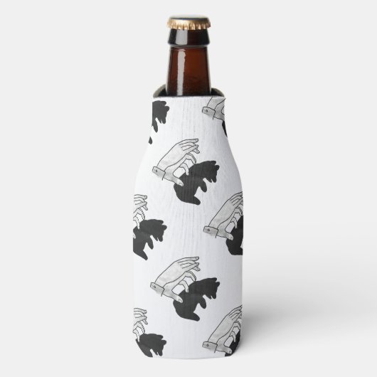 Hand Silhouette Beer Cub Flesjeskoeler (Fles Voorkant)