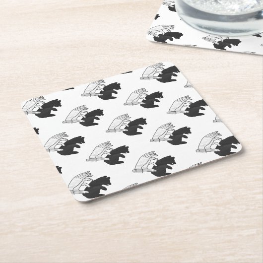 Hand Silhouette Beer Cub Kartonnen Onderzetters (Schuin)