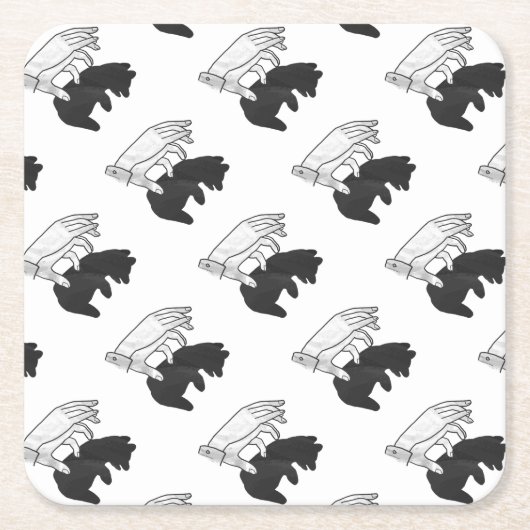 Hand Silhouette Beer Cub Kartonnen Onderzetters (Voorkant)