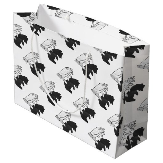 Hand Silhouette Beer Cub Large Cadeautasje (Achterkant Gekanteld)