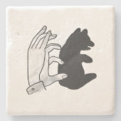 Hand Silhouette Beer Cub Stenen Onderzetter (Voorkant)