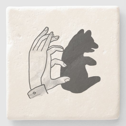 Hand Silhouette Beer Cub Stenen Onderzetter (Voorkant)