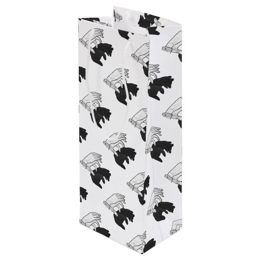 Hand Silhouette Beer Cub Wijn Cadeautas (Achterkant Gekanteld)