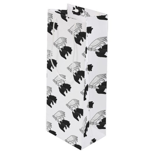 Hand Silhouette Beer Cub Wijn Cadeautas (Voorkant Gekanteld)