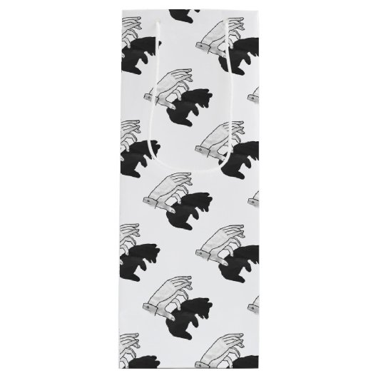 Hand Silhouette Beer Cub Wijn Cadeautas (Voorkant)