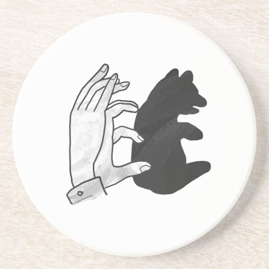 Hand Silhouette Beer Cub Zandsteen Onderzetter (Voorkant)