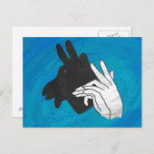 Hand Silhouette Billy Goat Blue Briefkaart (Voorkant / Achterkant)