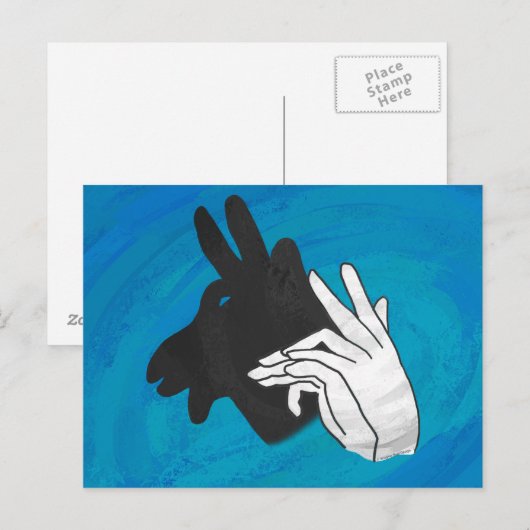 Hand Silhouette Billy Goat Blue Briefkaart (Voorkant / Achterkant)