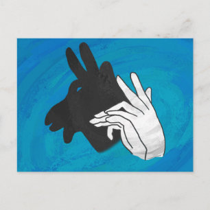 Hand Silhouette Billy Goat Blue Briefkaart