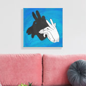 Hand Silhouette Billy Goat Blue Canvas Afdruk (Insitu (Woonkamer))
