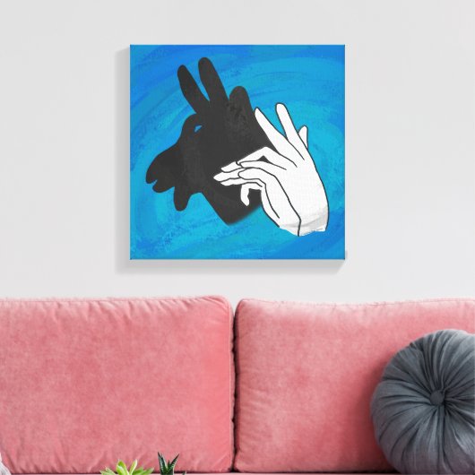 Hand Silhouette Billy Goat Blue Canvas Afdruk (Insitu (Woonkamer))