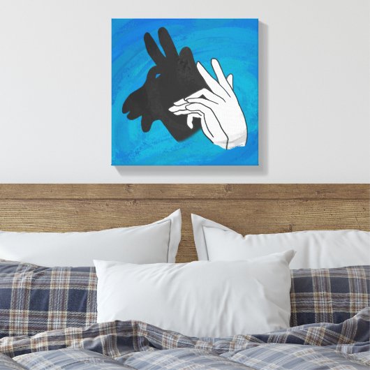 Hand Silhouette Billy Goat Blue Canvas Afdruk (Insitu (Slaapkamer))