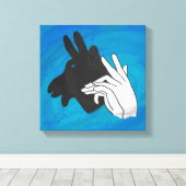 Hand Silhouette Billy Goat Blue Canvas Afdruk (Insitu (Houten vloer))