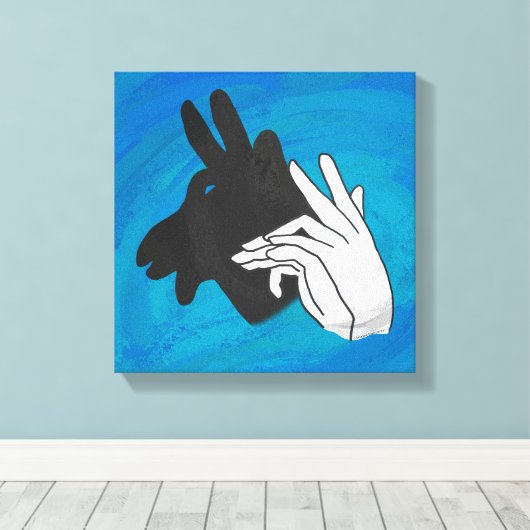 Hand Silhouette Billy Goat Blue Canvas Afdruk (Insitu (Houten vloer))