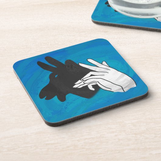 Hand Silhouette Billy Goat Blue Drankjes Onderzetter (Linkerzijde)