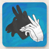 Hand Silhouette Billy Goat Blue Drankjes Onderzetter (Voorkant)