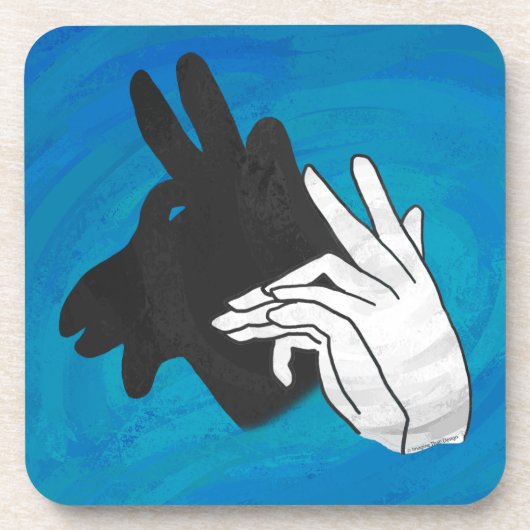 Hand Silhouette Billy Goat Blue Drankjes Onderzetter (Voorkant)