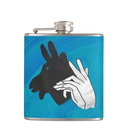 Hand Silhouette Billy Goat Blue Heupfles (Voorkant)