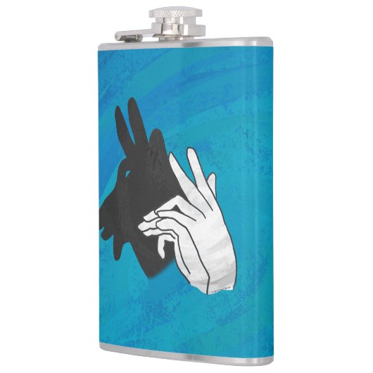 Hand Silhouette Billy Goat Blue Heupfles (Links)