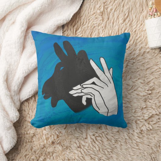 Hand Silhouette Billy Goat Blue Kussen (Deken)