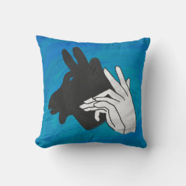 Hand Silhouette Billy Goat Blue Kussen