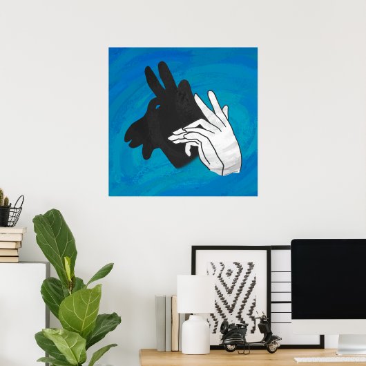 Hand Silhouette Billy Goat Blue Poster (Thuiskantoor)