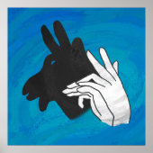 Hand Silhouette Billy Goat Blue Poster (Voorkant)