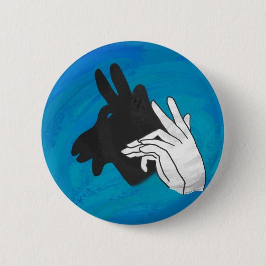 Hand Silhouette Billy Goat Blue Ronde Button 5,7 Cm (Voorkant)