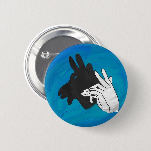 Hand Silhouette Billy Goat Blue Ronde Button 5,7 Cm (Voorkant /achterkant)
