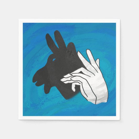 Hand Silhouette Billy Goat Blue Servet (Voorkant)