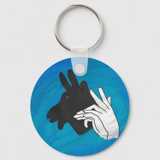 Hand Silhouette Billy Goat Blue Sleutelhanger (Voorkant)