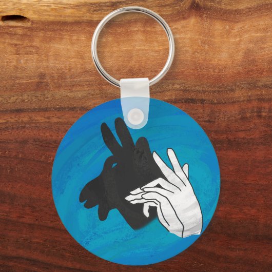 Hand Silhouette Billy Goat Blue Sleutelhanger (Voorkant)
