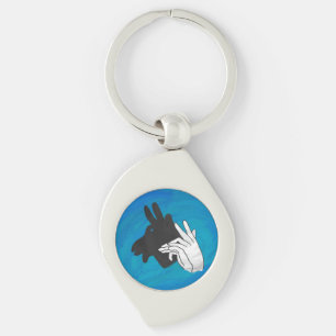 Hand Silhouette Billy Goat Blue Sleutelhanger