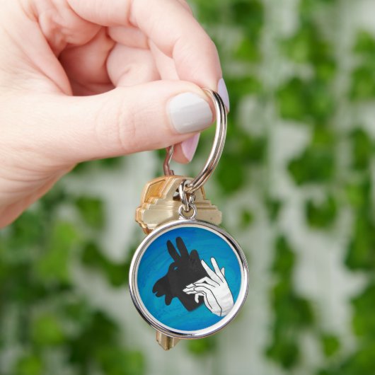 Hand Silhouette Billy Goat Blue Sleutelhanger (Hand)