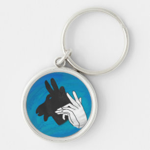 Hand Silhouette Billy Goat Blue Sleutelhanger