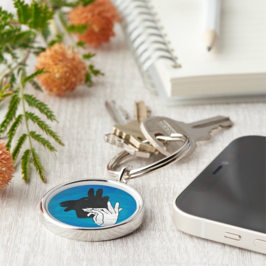 Hand Silhouette Billy Goat Blue Sleutelhanger (Zijkant)