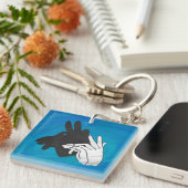 Hand Silhouette Billy Goat Blue Sleutelhanger (Voorkant Rechts)