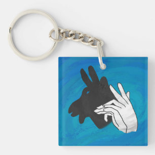 Hand Silhouette Billy Goat Blue Sleutelhanger