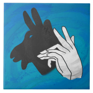 Hand Silhouette Billy Goat Blue Tegeltje