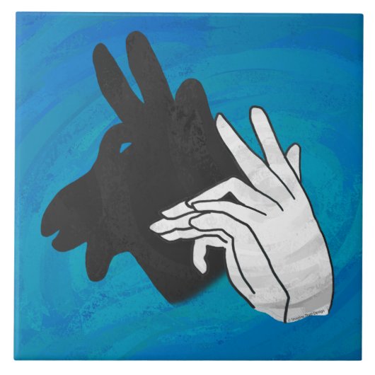 Hand Silhouette Billy Goat Blue Tegeltje (Voorkant)