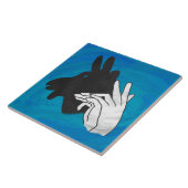 Hand Silhouette Billy Goat Blue Tegeltje (Zijkant)