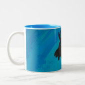 Hand Silhouette Billy Goat Blue Tweekleurige Koffiemok (Links)