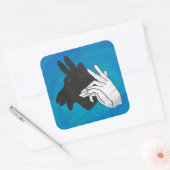 Hand Silhouette Billy Goat Blue Vierkante Sticker (Envelop)